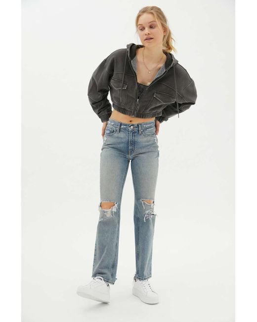 Urban Outfitters Uo Yogi Fleece Cropped Zip up Hoodie Sweatshirt Lyst