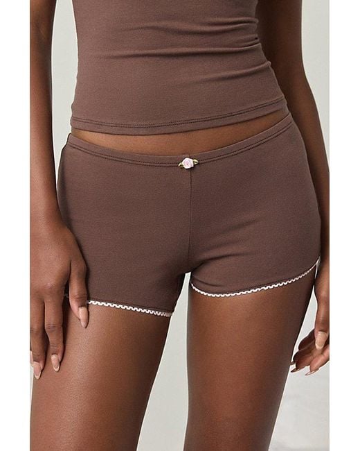 Out From Under Brown Josie Cotton Jersey Knit Baby Tee + Micro Short Pj Set