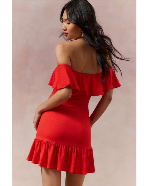 Kimchi Blue Red Harper Off-the-shoulder Mini Dress