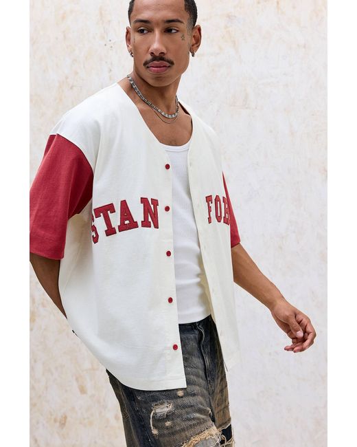 BDG White Stanford Baseball Top for men