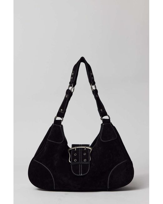 Silence + Noise Silence + Noise Daisy Suede Crescent Shoulder Bag In Black,at Urban Outfitters