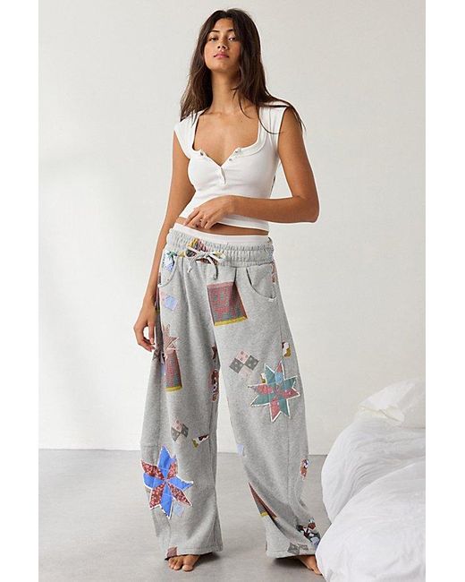 Out From Under Gray Essential Patchwork Graphic Barrel Leg Sweatpant