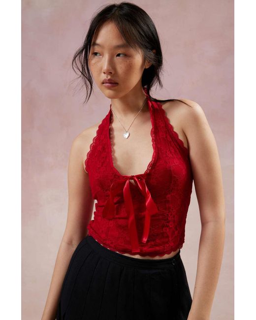 Kimchi Blue Farrah Halter Top In Red,at Urban Outfitters