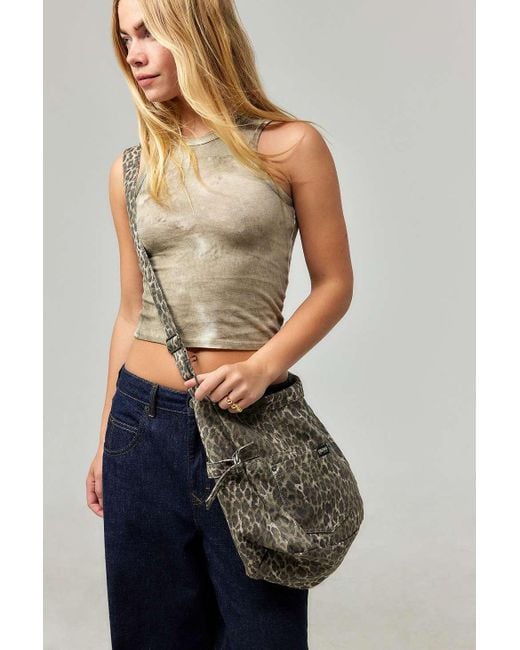 BDG Blue Leopard Print Canvas Sling Bag