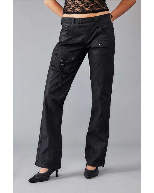 BDG Black Beschichtete jeans "romi" mit bootcut-schnitt im y2k-stil