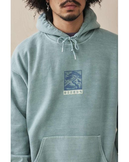 Urban Outfitters Blue Uo Seafoam Japanese Landscape Hoodie for men