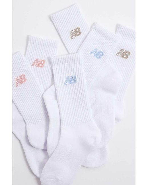 New Balance White Pink, Blue & Beige Socks 3-pack