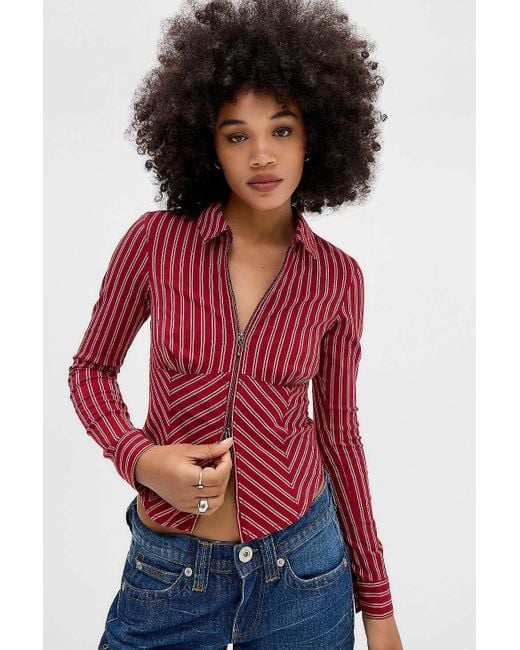 Silence + Noise Red Silence + Noise Hailey Zip Through Shirt