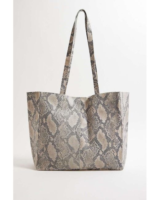Urban Outfitters Gray Uo Snake-print Leather Tote Bag