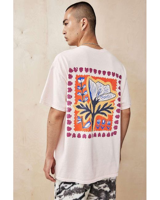 Urban Outfitters Uo Pink Boarder Flower T-shirt for men