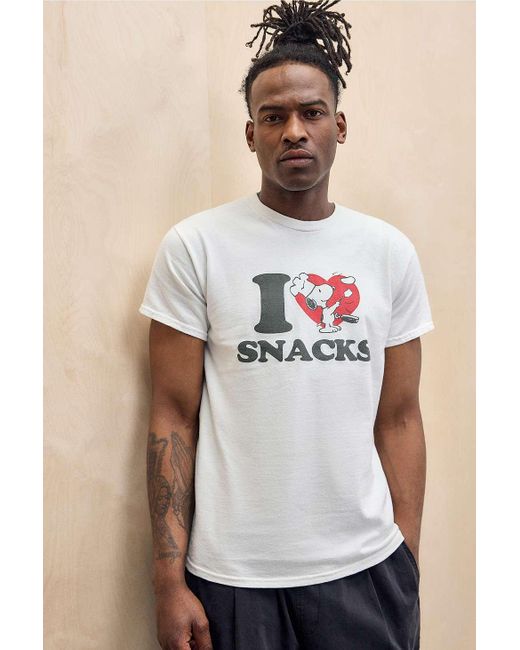 Urban Outfitters Natural Uo Snoopy I Love Snacks T-shirt for men