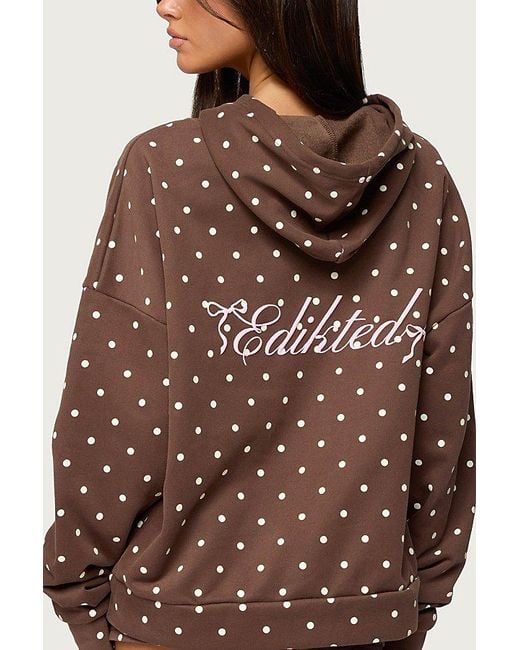 Edikted Chelsie Polka Dot Hoodie in Brown | Lyst Canada