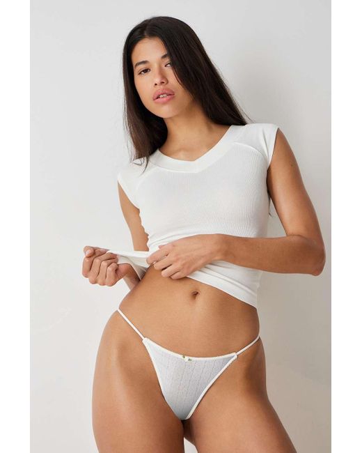 Out From Under White Perfect Pointelle Thong