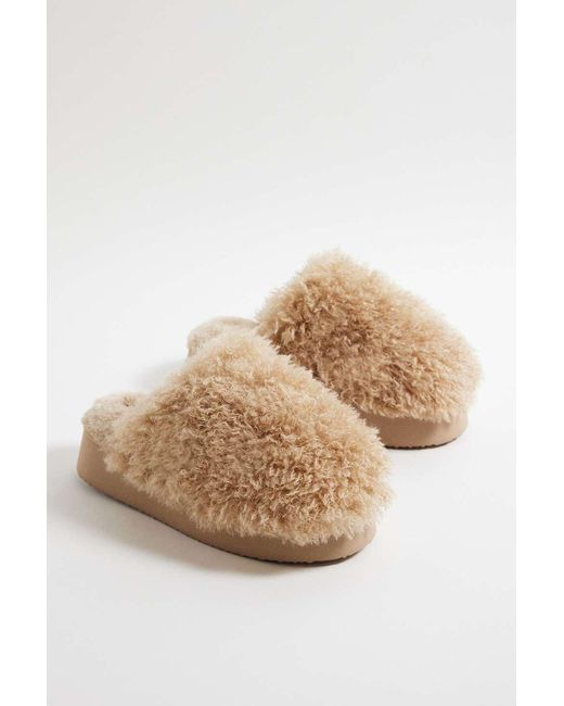 Urban Outfitters Natural Uo Haven Cream Platform Slipper