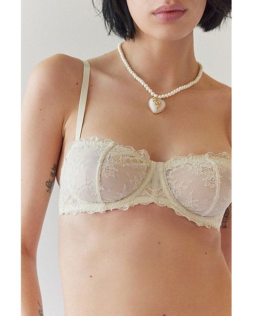 Out From Under White Chantilly Lace Balconette Bra