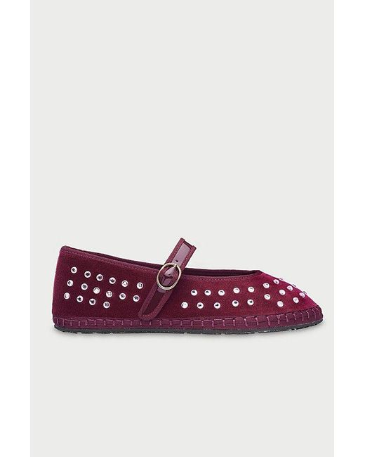Flabelus Red Mae Studded Mary Jane Flat