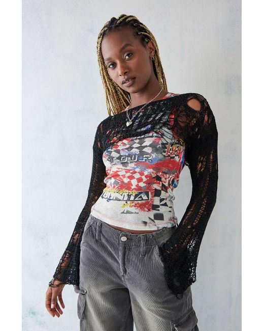 Urban Outfitters Gray Uo Carla Distressed Knit Shrug