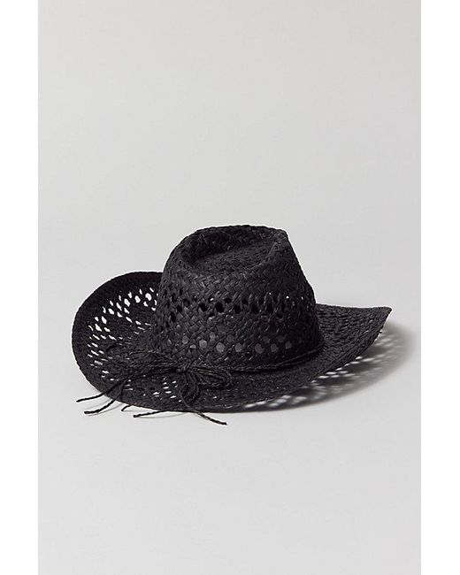 Urban Outfitters Black Dakota Straw Cowboy Hat