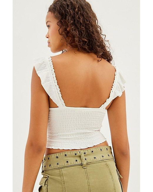 Urban Outfitters White Uo Sydney Smocked Tank Top