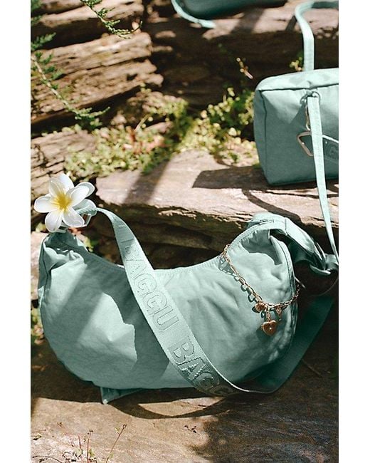 Baggu Green Medium Nylon Crescent Bag