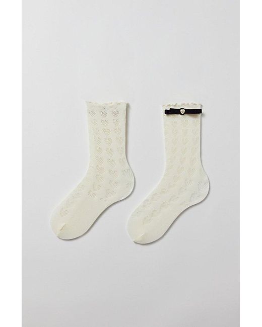 Urban Outfitters White Hearts & Bows Sock