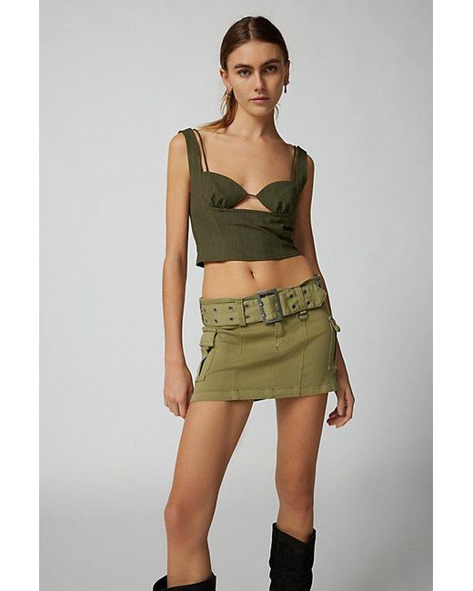 Urban Outfitters Green Uo Joan Belted Micro Mini Skirt