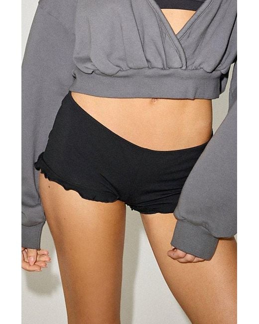 Out From Under Black Bec Ruffle Micro Shorts