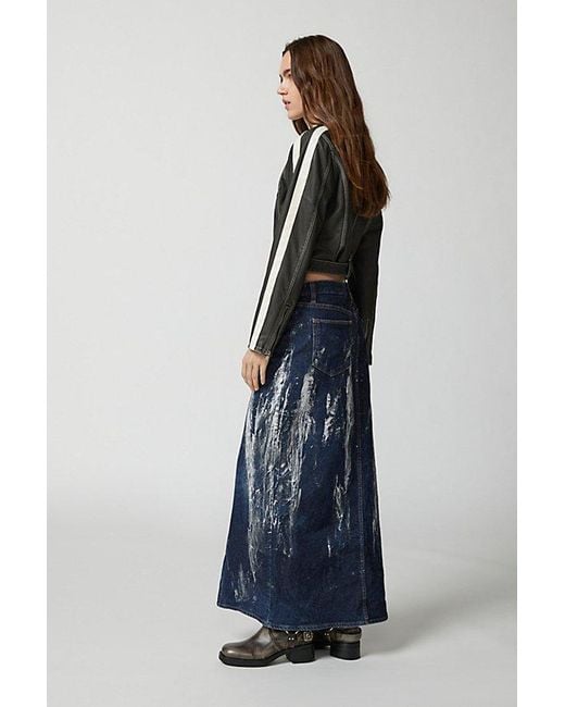 Urban Renewal Blue Remade Paint Midi Skirt