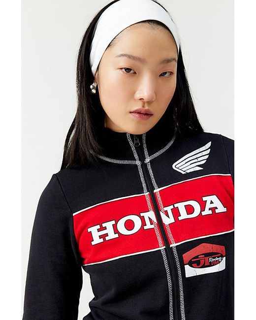 Urban Outfitters Red Honda Cropped Zip-Up Sweatshirt
