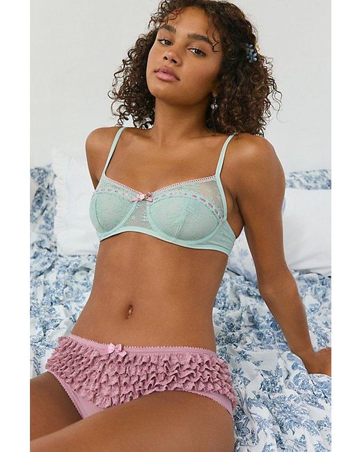 Out From Under Multicolor Petunia Fields Ribbon Trim Lace Underwire Bra