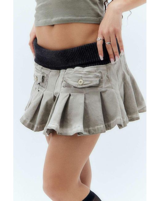 Jaded London Gray Pleated Cargo Mini Skirt