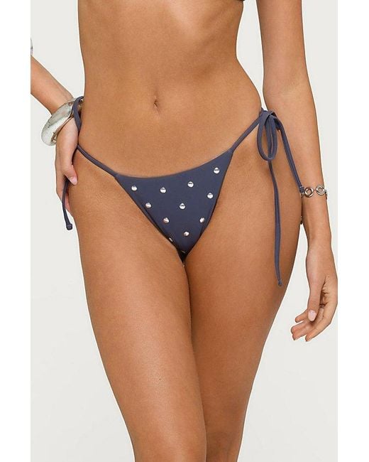 Edikted Blue Janina Studded String Bikini Bottom