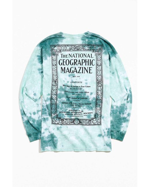 Urban Outfitters Green National Geographic Tie-dye Long Sleeve Tee for men