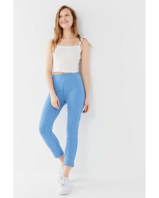 Urban Outfitters Blue Uo Glenda Gingham High-rise Pinup Pant
