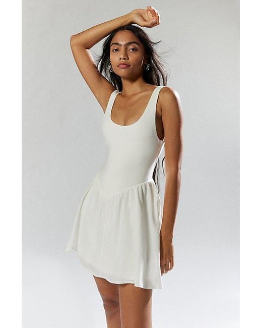 Urban Outfitters White Uo Daphne Drop-Waist Mini Dress