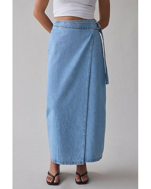 Levi's Blue Column Wrap Denim Midi Skirt