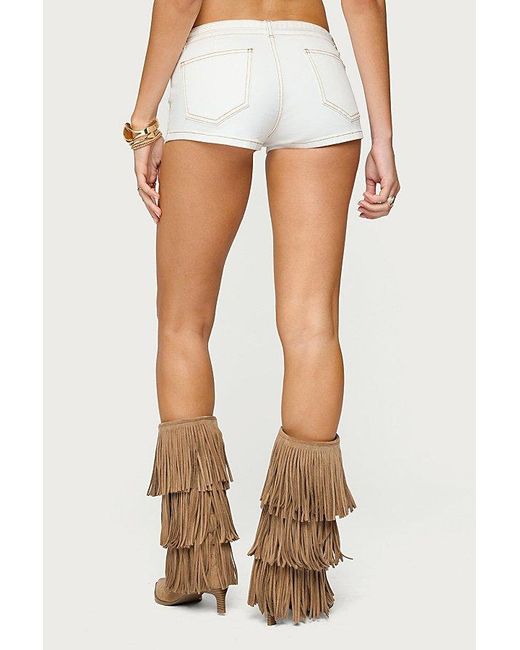 Edikted Blue Ciel Low Rise Denim Micro Shorts