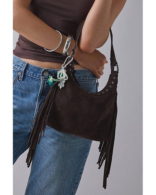 Silence + Noise Black Bella Suede Fringe Bag