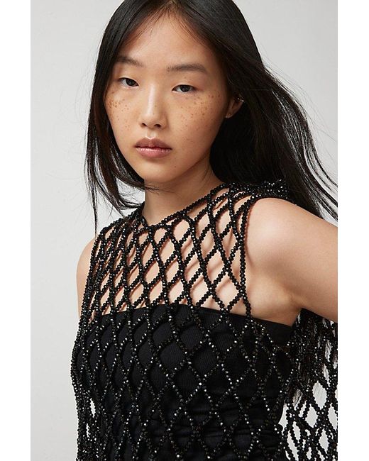 Urban Outfitters Black Beaded Open-Back Top