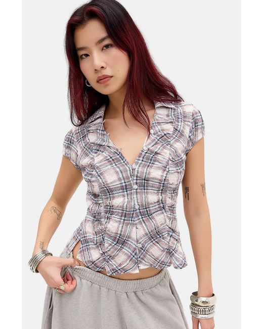 Kimchi Blue White Luna Ruched Shirt
