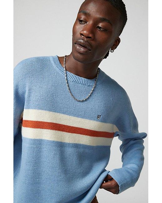 Urban Outfitters Gray Uo Shimmer Stripe Crew Neck Sweater for men
