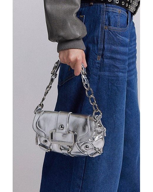 Silence + Noise Jenn Metallic Shoulder Bag in Gray | Lyst