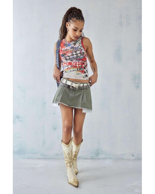 BDG Green Smokey Olive Sydney Low-rise Mini Skirt In Khaki At Urban Outfitters