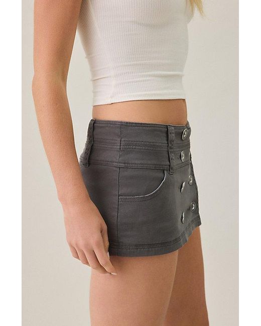BDG Gray Can'T Stop Canvas Button-Front Mini Skort