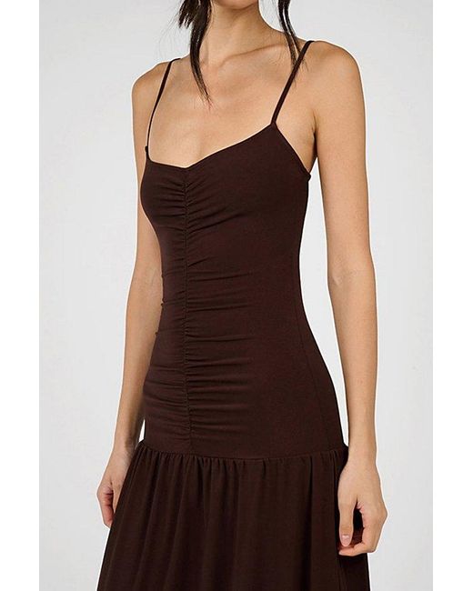 WeWoreWhat Brown Ruched Drop Waist Maxi Dress