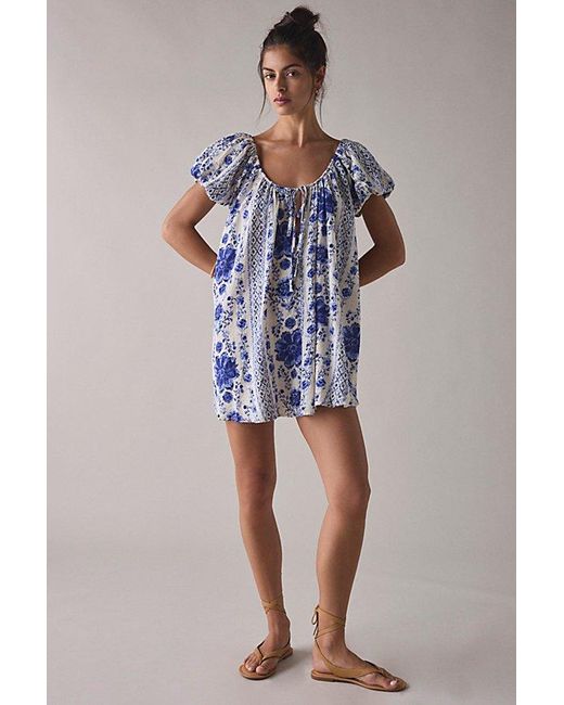 out from under amara cotton-blend slip mini dress Out From Under Amara Cotton-Blend Slip Mini Dress in Blue