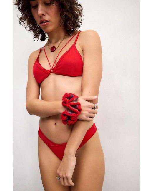Out From Under Red Skinny Straps Bikini Top
