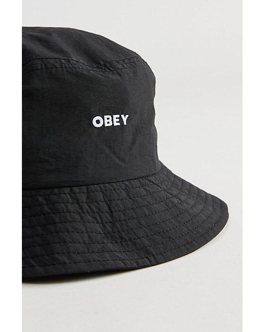 Obey Black Bold Nylon Bucket Hat for men