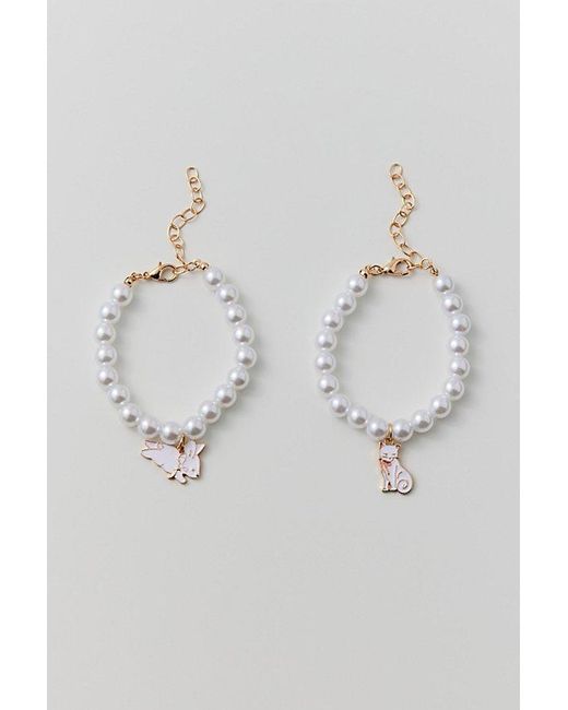 Urban Outfitters Gray Enameled Charm Pearl Bracelet Set