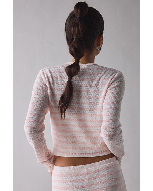 Vintage & ReMADE by UO Pink Remade By Uo Remnants Striped Knit Cardigan